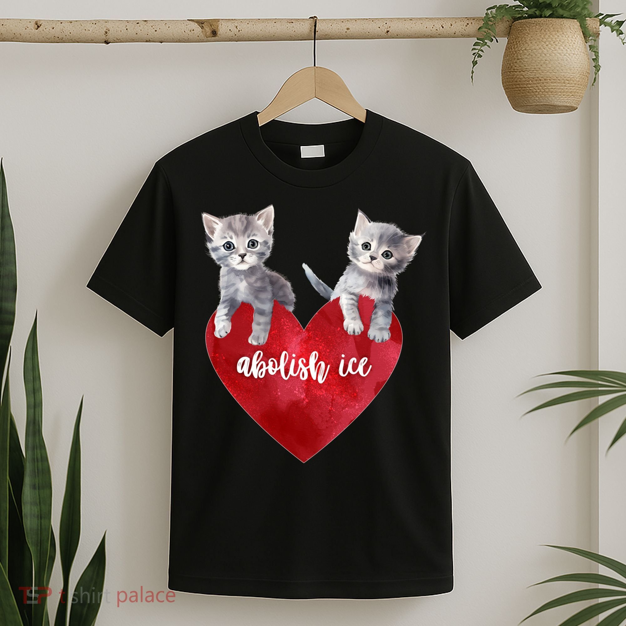 Abolish ICE Valentine Heart Kittens Anti ICE  T-Shirt