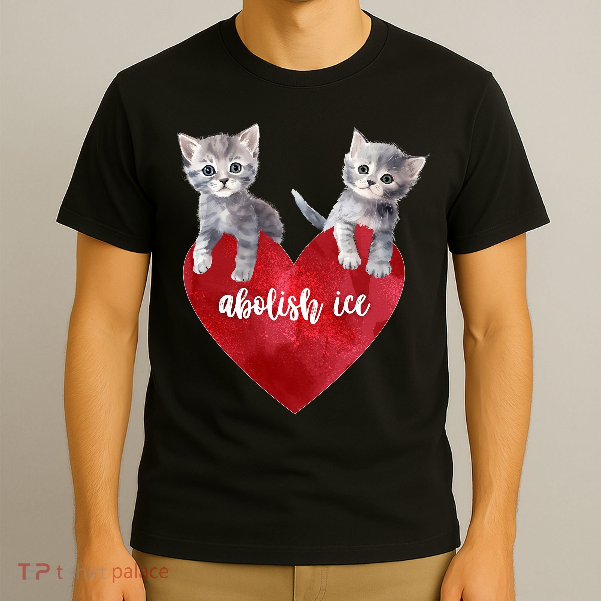 Abolish ICE Valentine Heart Kittens Anti ICE  T-Shirt