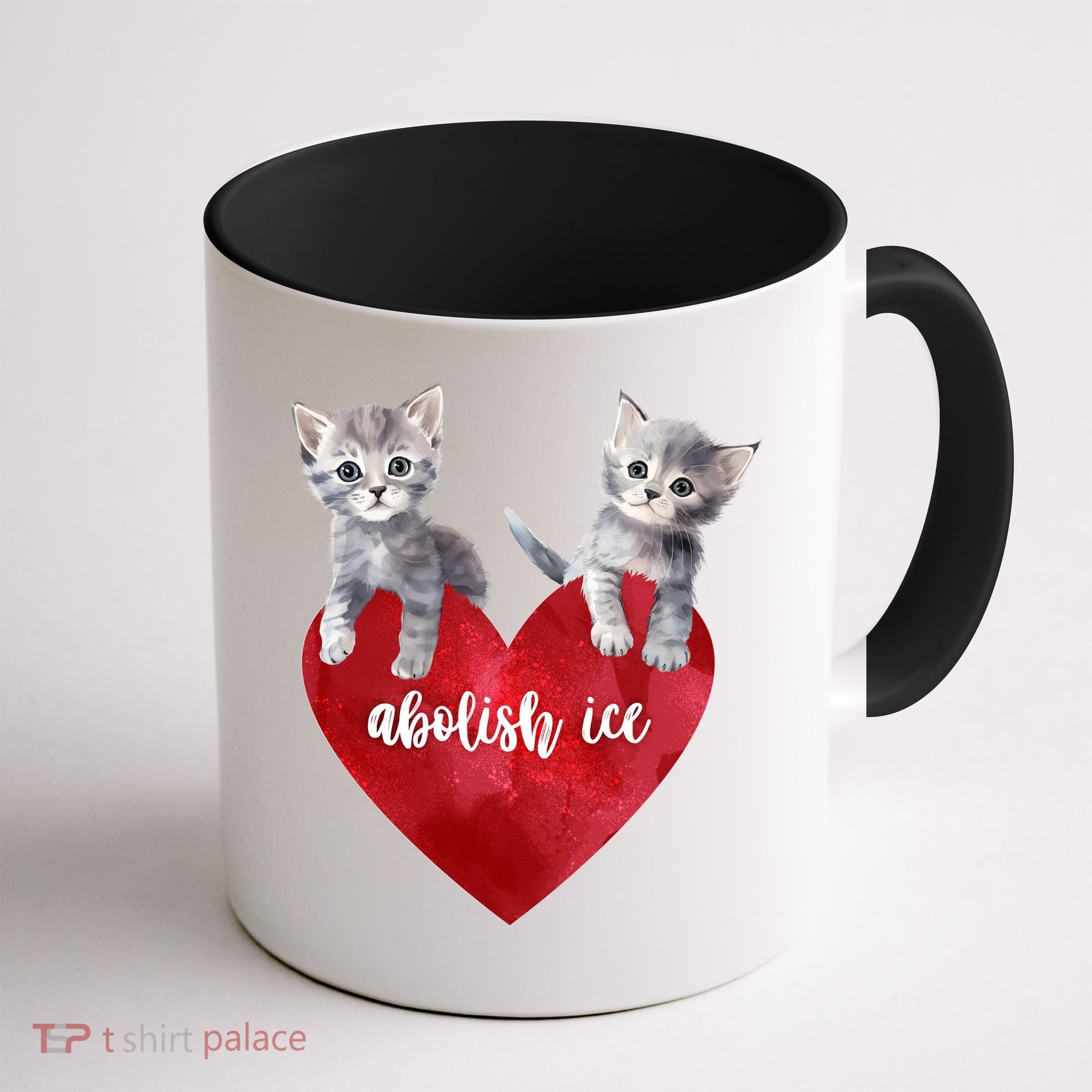 Abolish ICE Valentine Heart Kittens Anti ICE  Coffee Mug