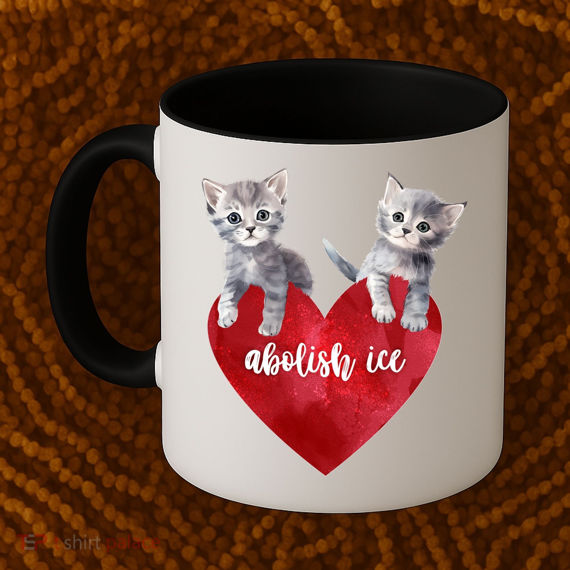 Abolish ICE Valentine Heart Kittens Anti ICE  Coffee Mug