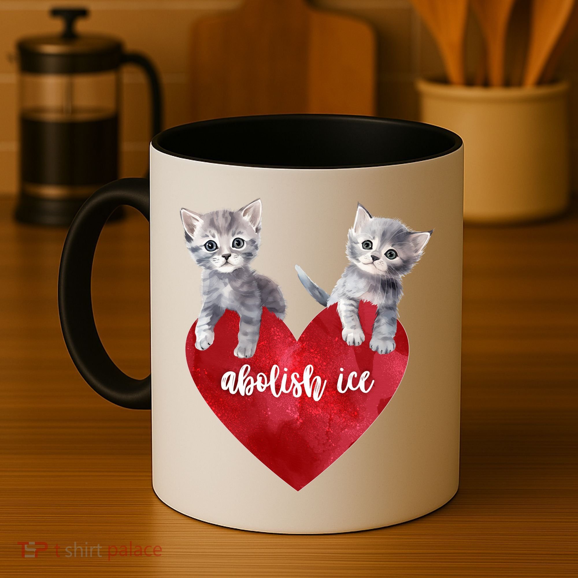 Abolish ICE Valentine Heart Kittens Anti ICE  Coffee Mug