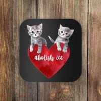 Abolish ICE Valentine Heart Kittens Anti ICE  Coaster thumb 0