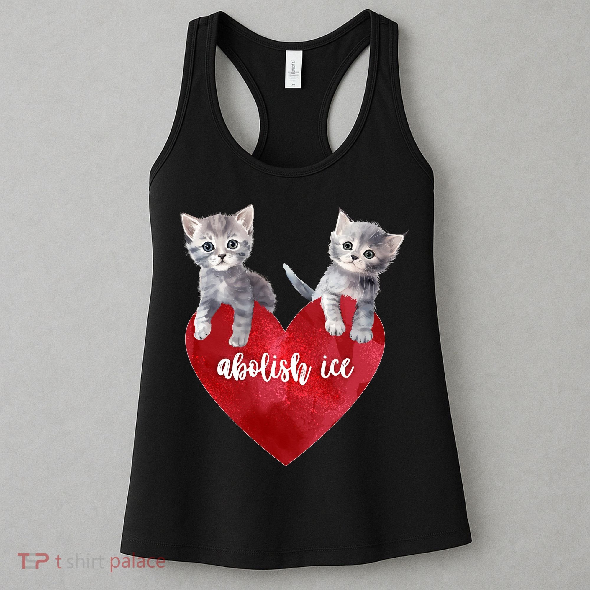 Abolish ICE Valentine Heart Kittens Anti ICE  Women's Tank Top