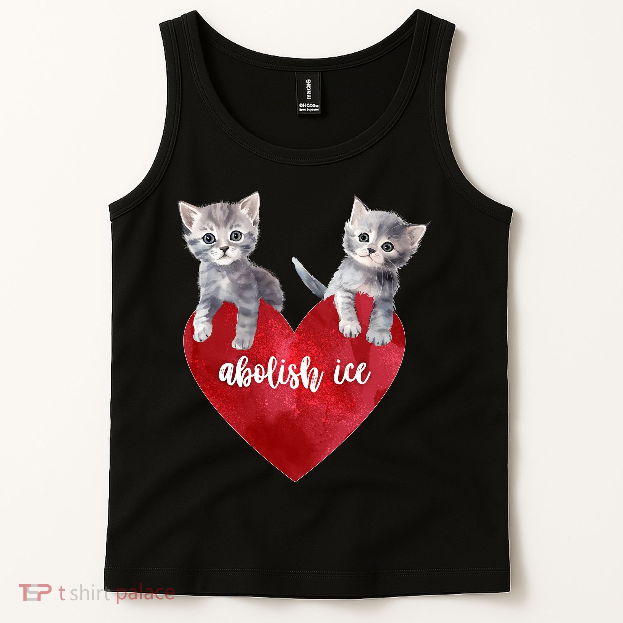 Abolish ICE Valentine Heart Kittens Anti ICE  Tank Top