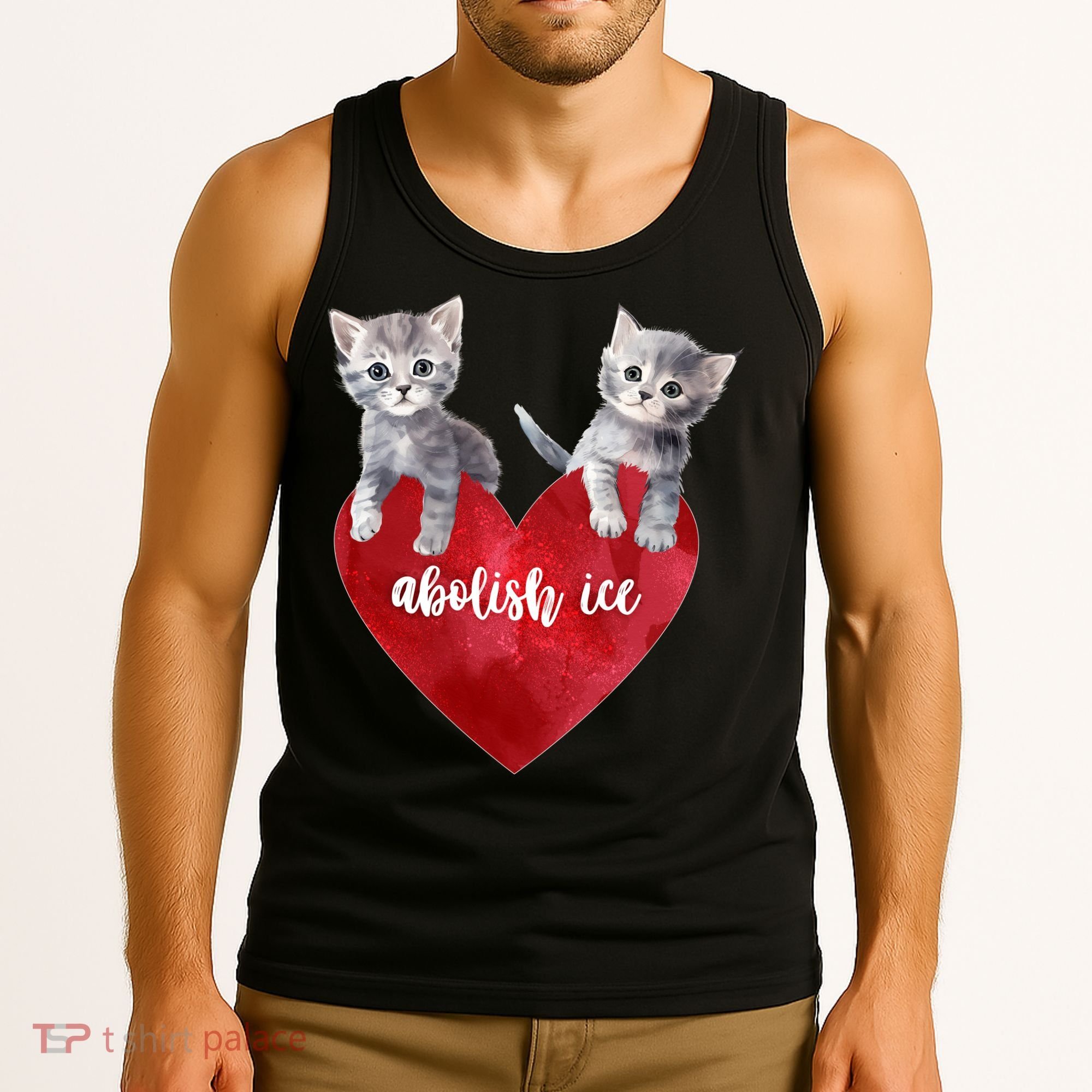 Abolish ICE Valentine Heart Kittens Anti ICE  Tank Top