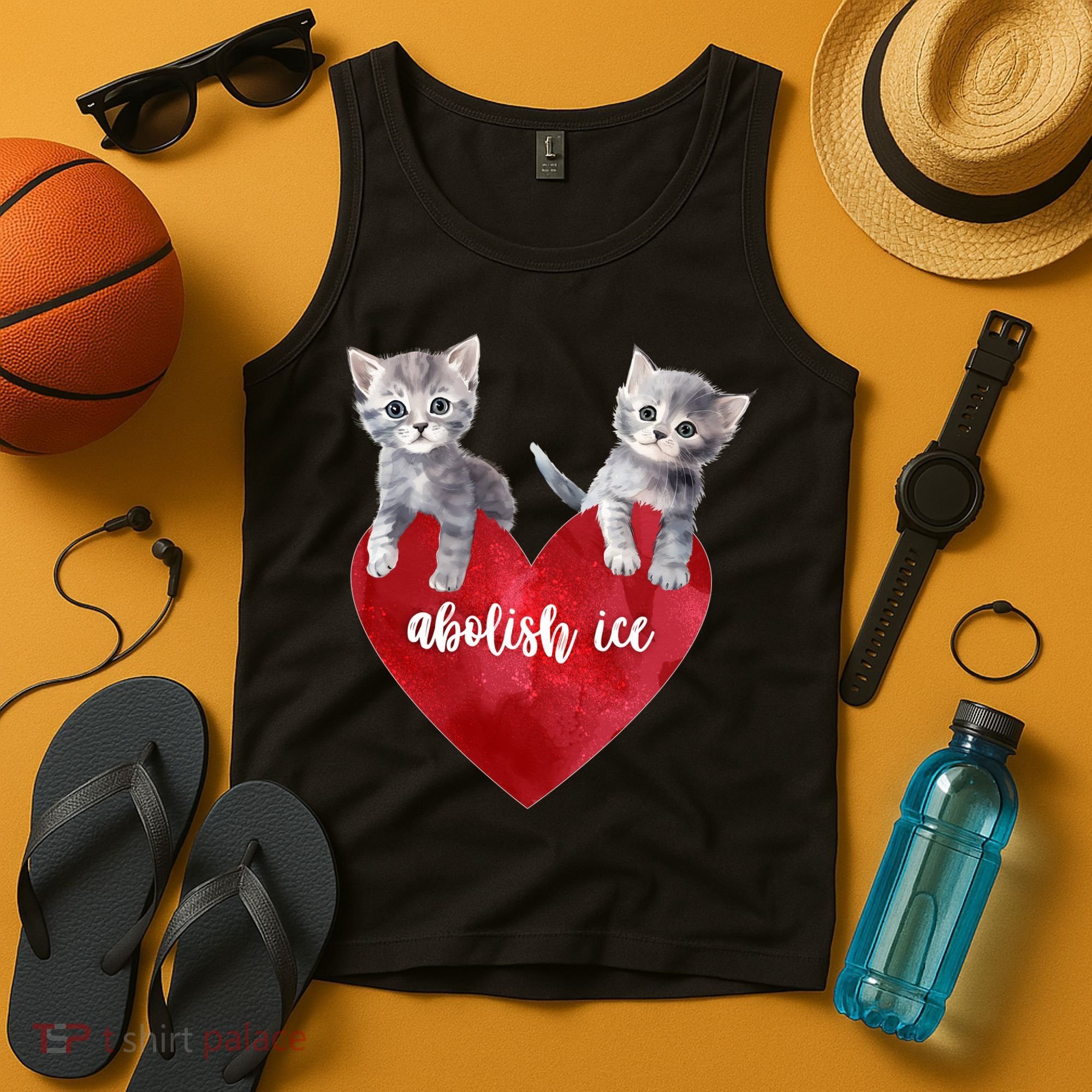 Abolish ICE Valentine Heart Kittens Anti ICE  Tank Top