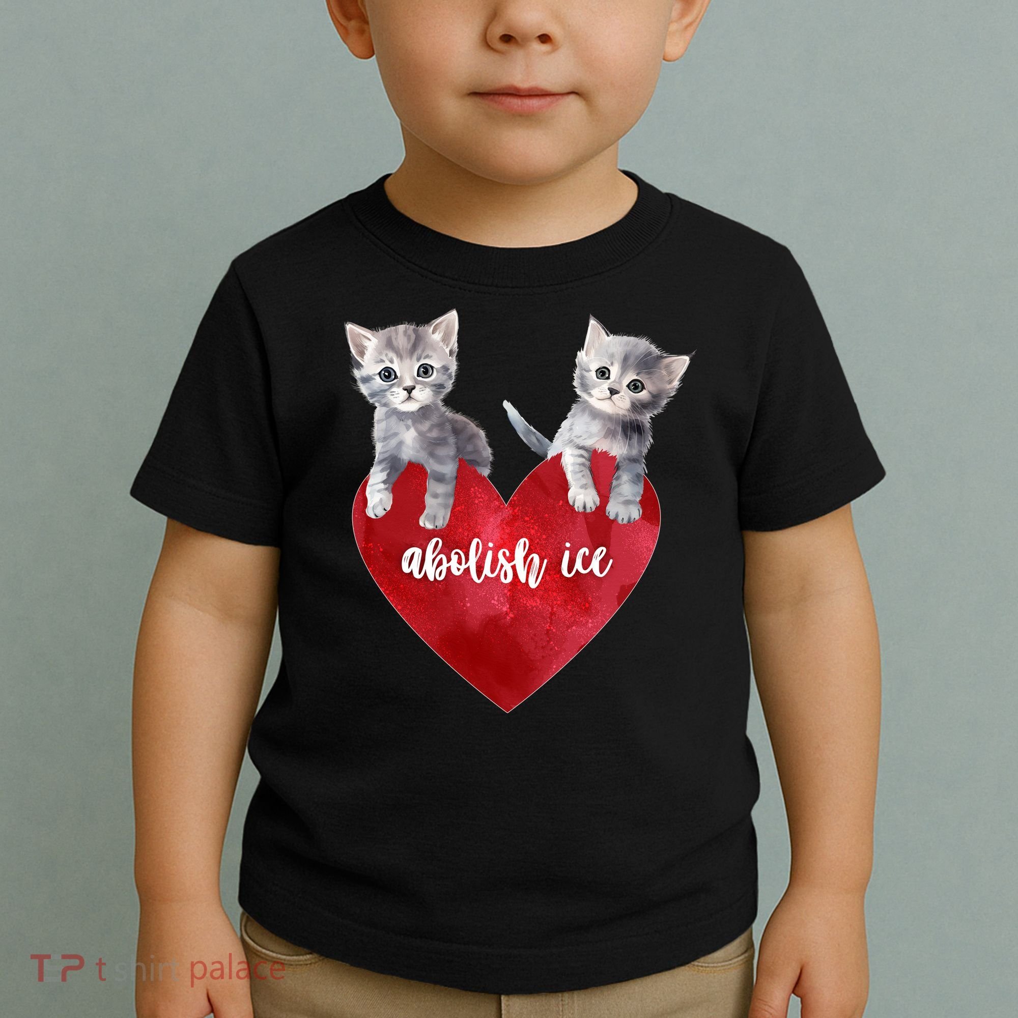 Abolish ICE Valentine Heart Kittens Anti ICE  Toddler T-Shirt