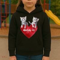 Abolish ICE Valentine Heart Kittens Anti ICE  Kids Hoodie thumb 3