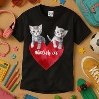 Abolish ICE Valentine Heart Kittens Anti ICE  Kids T-Shirt thumb 3