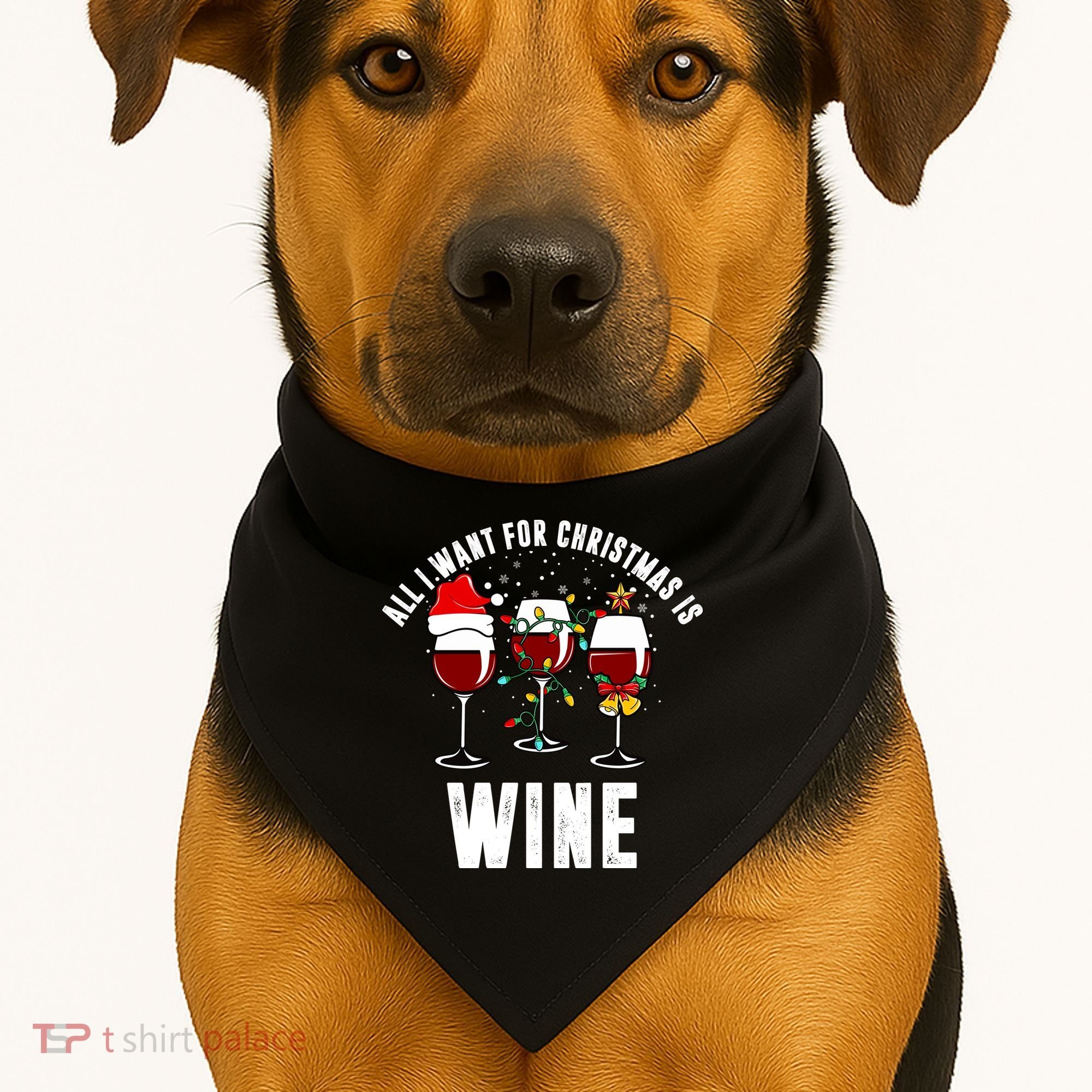 All I Want Christmas Is Wine USA-Made Doggie Bandana