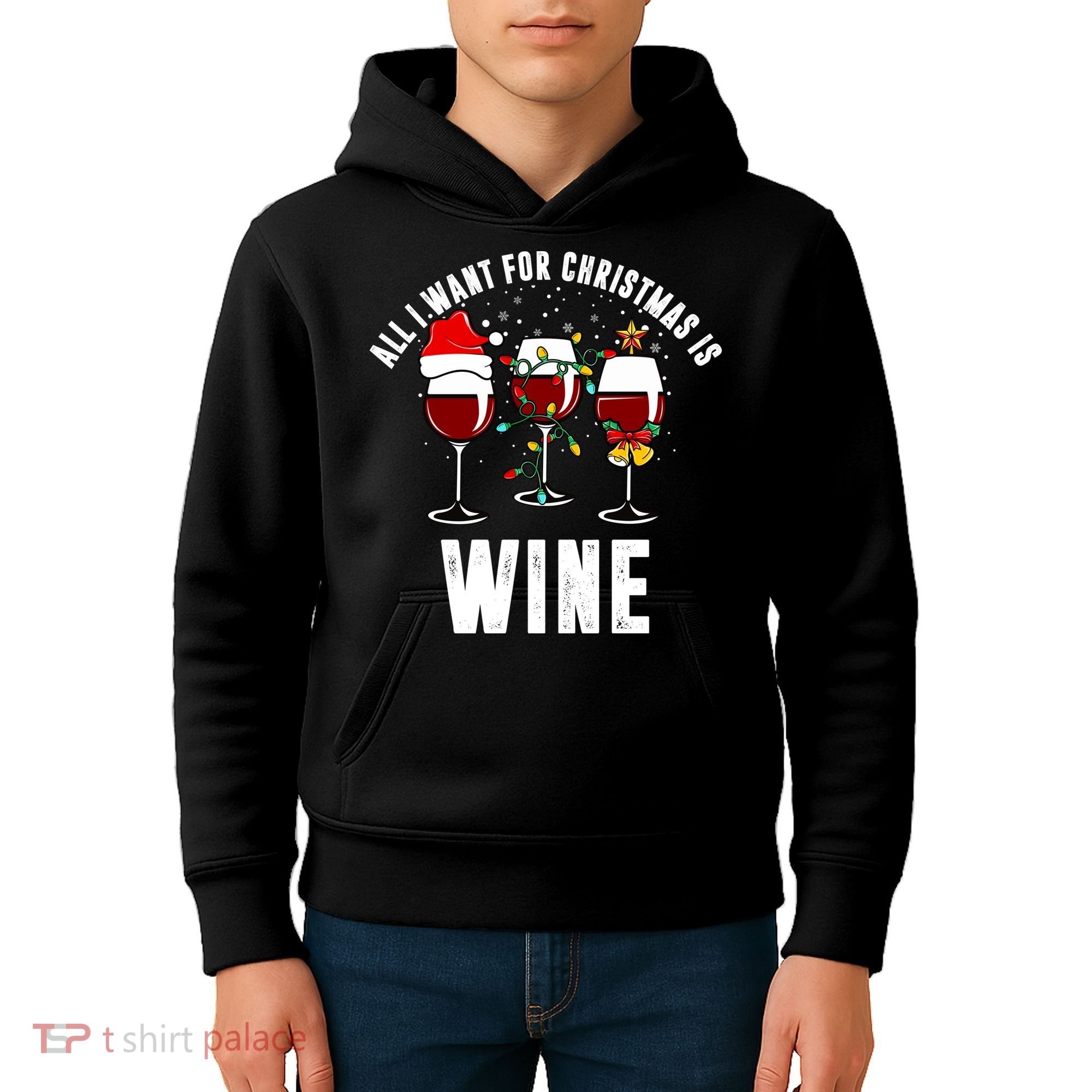 All I Want Christmas Is Wine Kids Hoodie