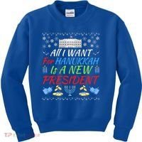 All I Want For Hanukkah Is A New President Fun Xmas Sweater Gift Kids Sweatshirt thumb 0