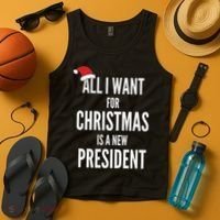All I Want For Christmas Is A New President Santa Hat Tank Top thumb 4