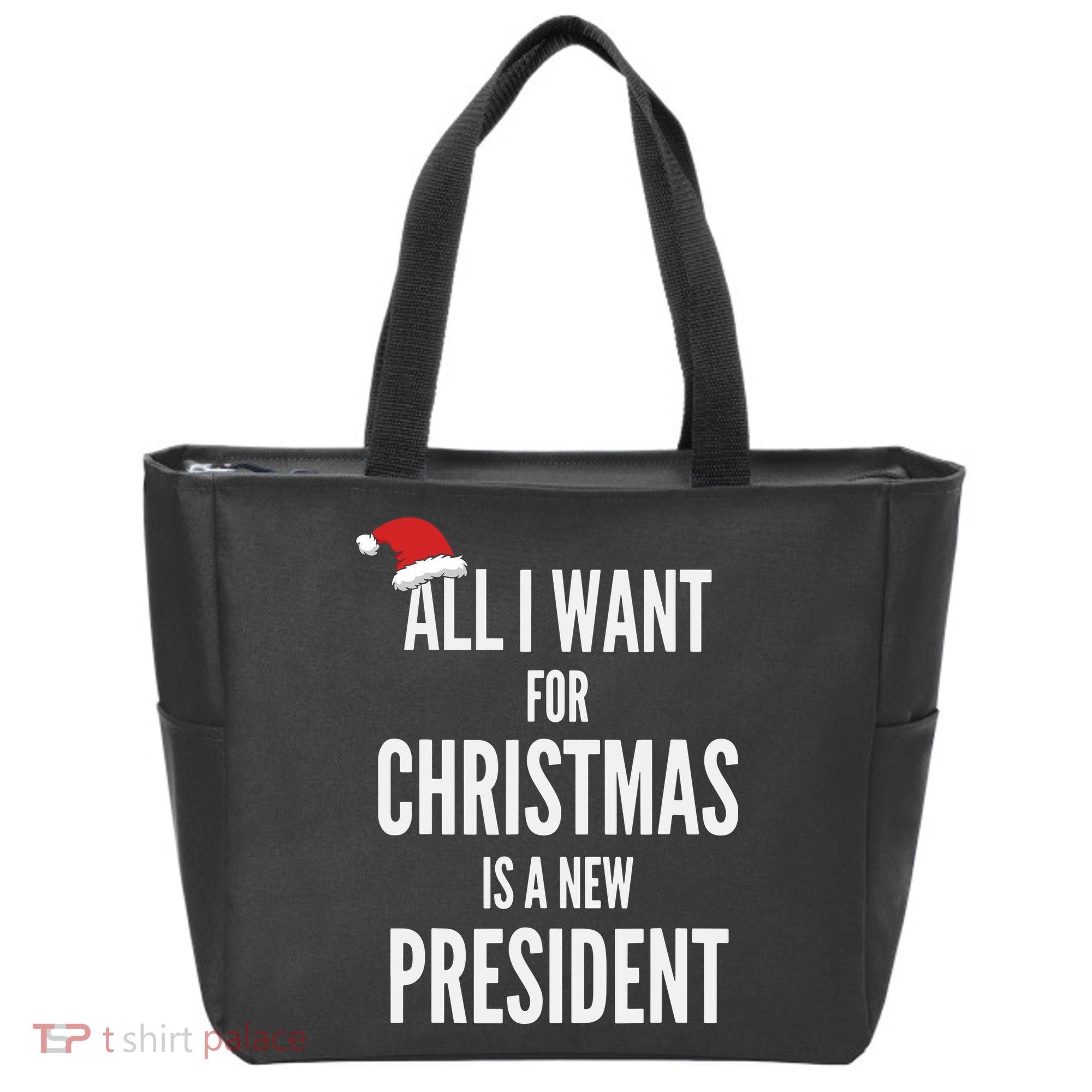 All I Want For Christmas Is A New President Santa Hat Tote Bag