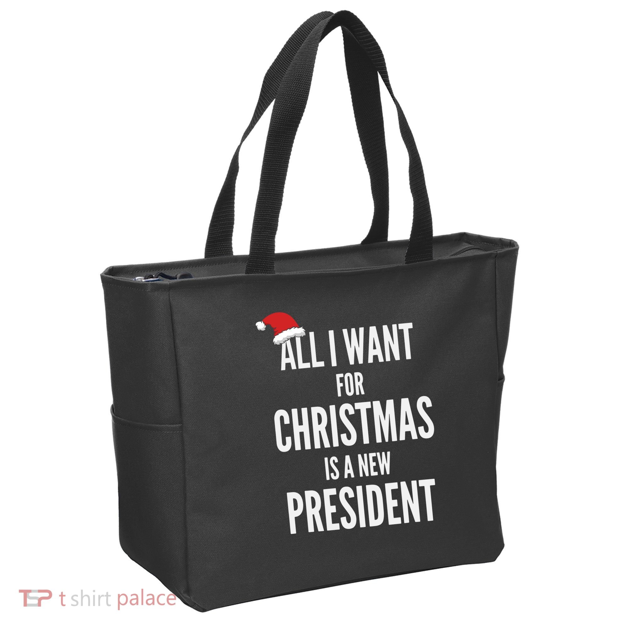 All I Want For Christmas Is A New President Santa Hat Tote Bag