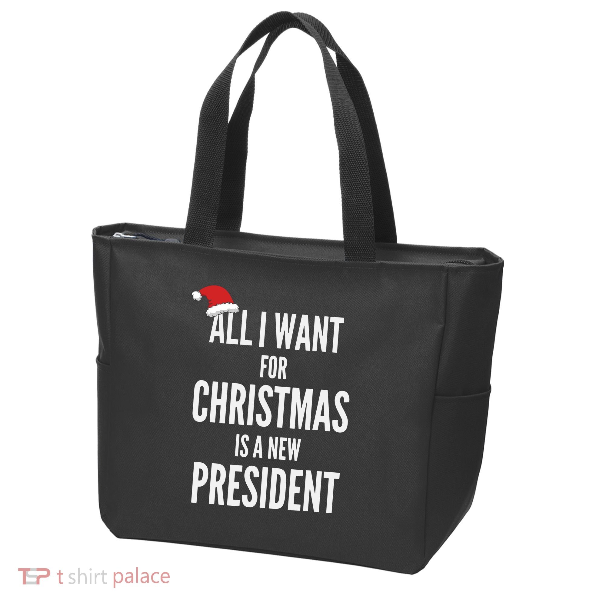 All I Want For Christmas Is A New President Santa Hat Tote Bag