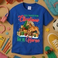All I Want For Christmas Is A Horse Gift Kids T-Shirt thumb 3