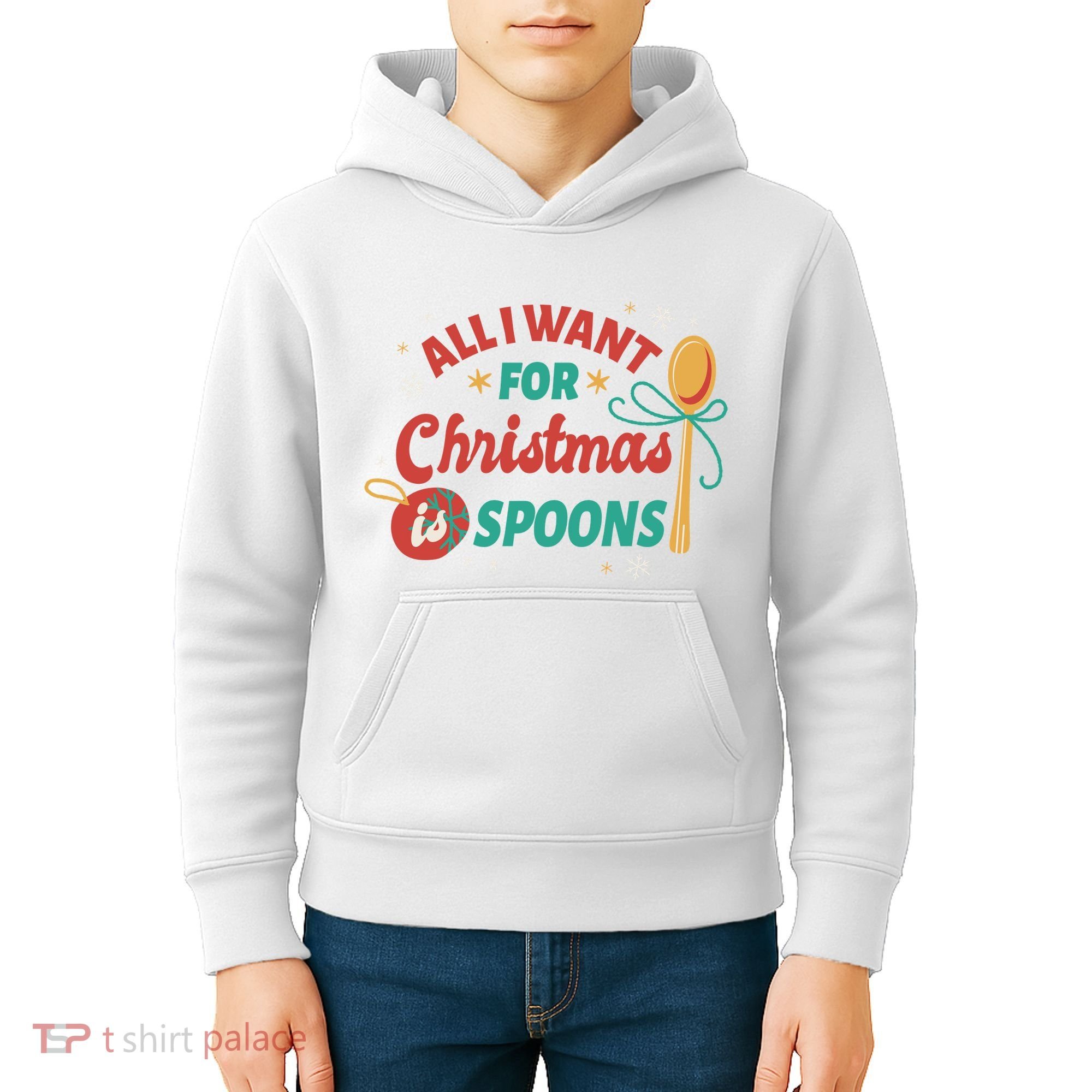 All I Want For Christmas Is Spoons Funny Kids Hoodie