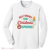 All I Want For Christmas Is Spoons Funny Kids Long Sleeve Shirt thumb 0