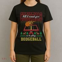All I Want For Christmas Is To Play Dodgeball Ugly Sweater T-Shirt thumb 4