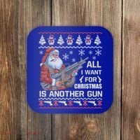 All I Want Is Gun Ugly Christmas Sweater Funny Santa Funny Gift Great Gift Coaster thumb 0