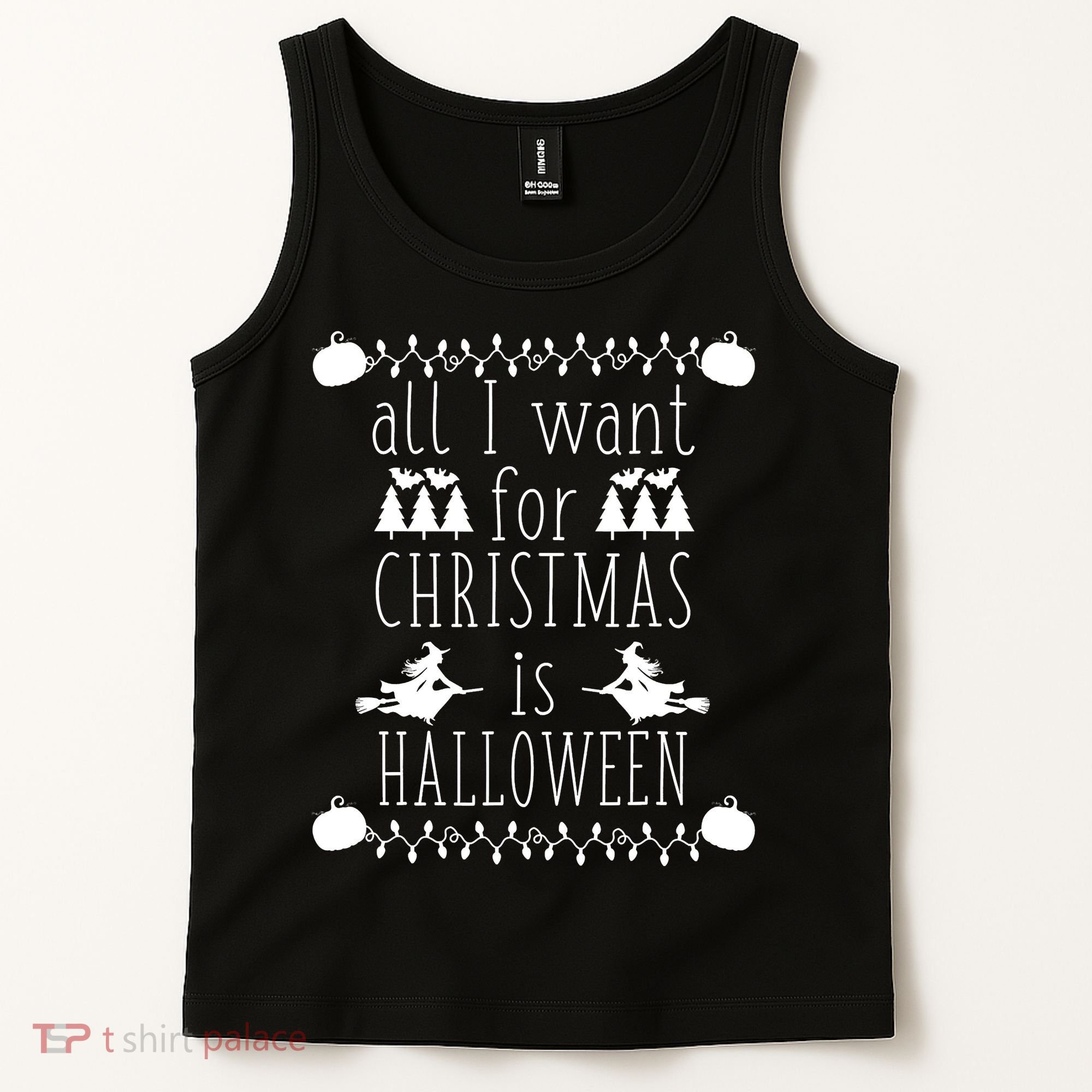 All I want for Christmas is Halloween Skull Christmas Lights Tank Top