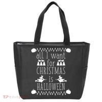 All I want for Christmas is Halloween Skull Christmas Lights Tote Bag thumb 0
