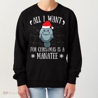 All I Want For Christmas Is A Manatee With Santa Claus Hat  Women's Sweatshirt thumb 0