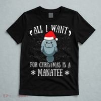 All I Want For Christmas Is A Manatee With Santa Claus Hat  T-Shirt thumb 5