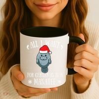 All I Want For Christmas Is A Manatee With Santa Claus Hat  Coffee Mug thumb 3
