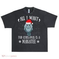 All I Want For Christmas Is A Manatee With Santa Claus Hat  Urban Oversized Heavyweight T-Shirt thumb 0