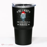 All I Want For Christmas Is A Manatee With Santa Claus Hat  Tumbler thumb 0