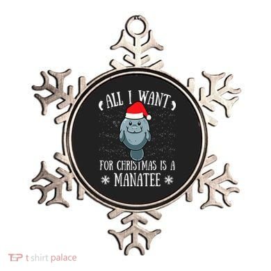 All I Want For Christmas Is A Manatee With Santa Claus Hat  Ornament