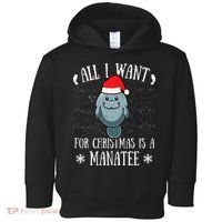 All I Want For Christmas Is A Manatee With Santa Claus Hat  Toddler Hoodie thumb 0