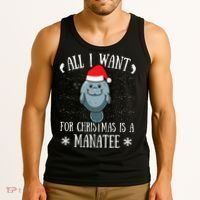 All I Want For Christmas Is A Manatee With Santa Claus Hat  Tank Top thumb 3