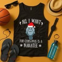 All I Want For Christmas Is A Manatee With Santa Claus Hat  Tank Top thumb 4