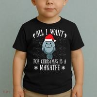 All I Want For Christmas Is A Manatee With Santa Claus Hat  Toddler T-Shirt thumb 2