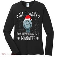 All I Want For Christmas Is A Manatee With Santa Claus Hat  Women's Long Sleeve Shirt thumb 0