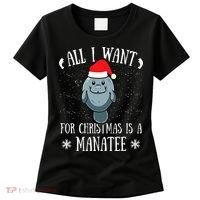 All I Want For Christmas Is A Manatee With Santa Claus Hat  Women's T-Shirt thumb 0