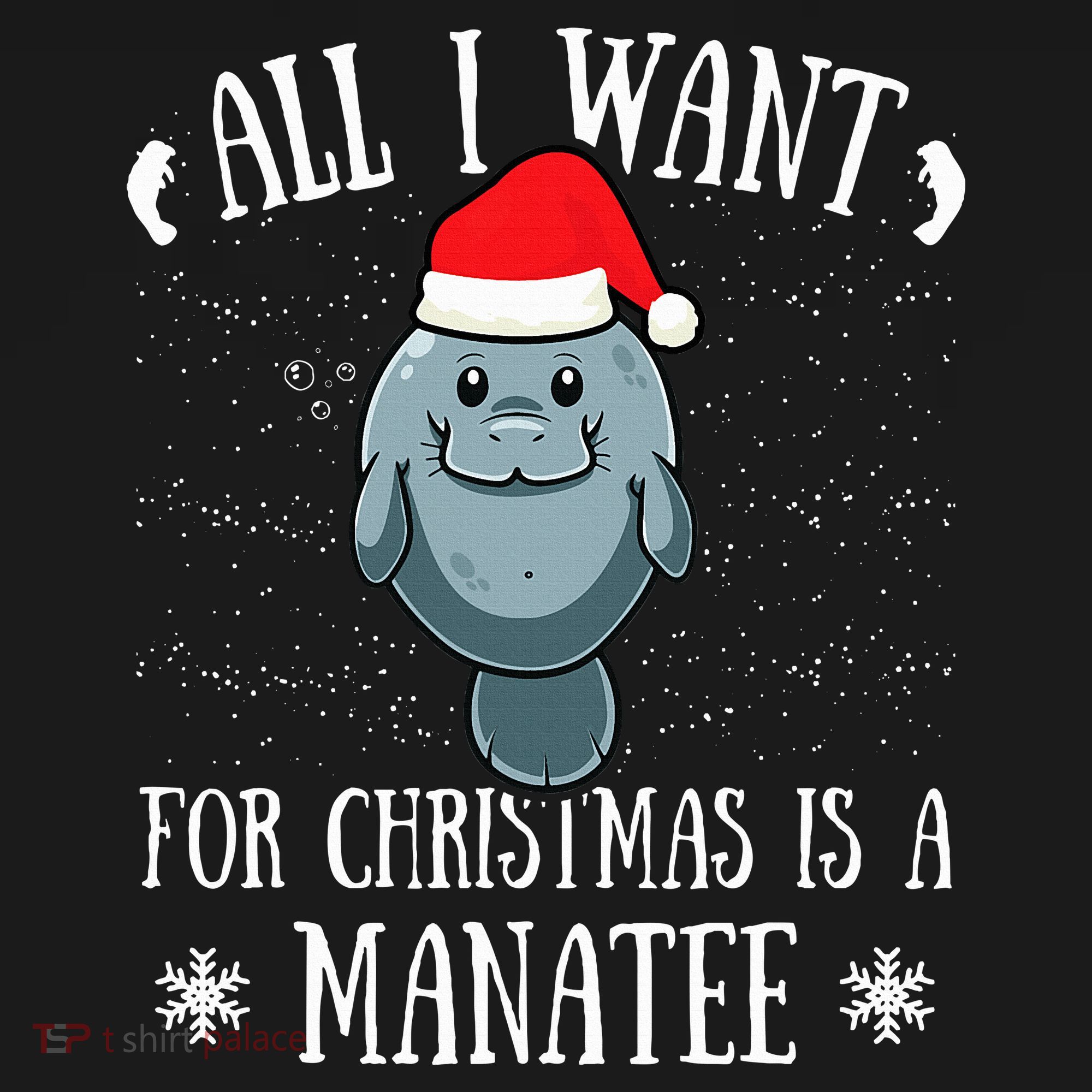 All I Want For Christmas Is A Manatee With Santa Claus Hat  Women's Tri-Blend 3/4-Sleeve Raglan Shirt