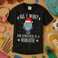 All I Want For Christmas Is A Manatee With Santa Claus Hat  Kids T-Shirt thumb 3