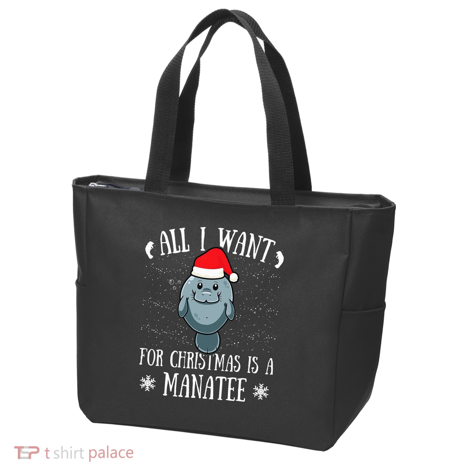 All I Want For Christmas Is A Manatee With Santa Claus Hat  Tote Bag