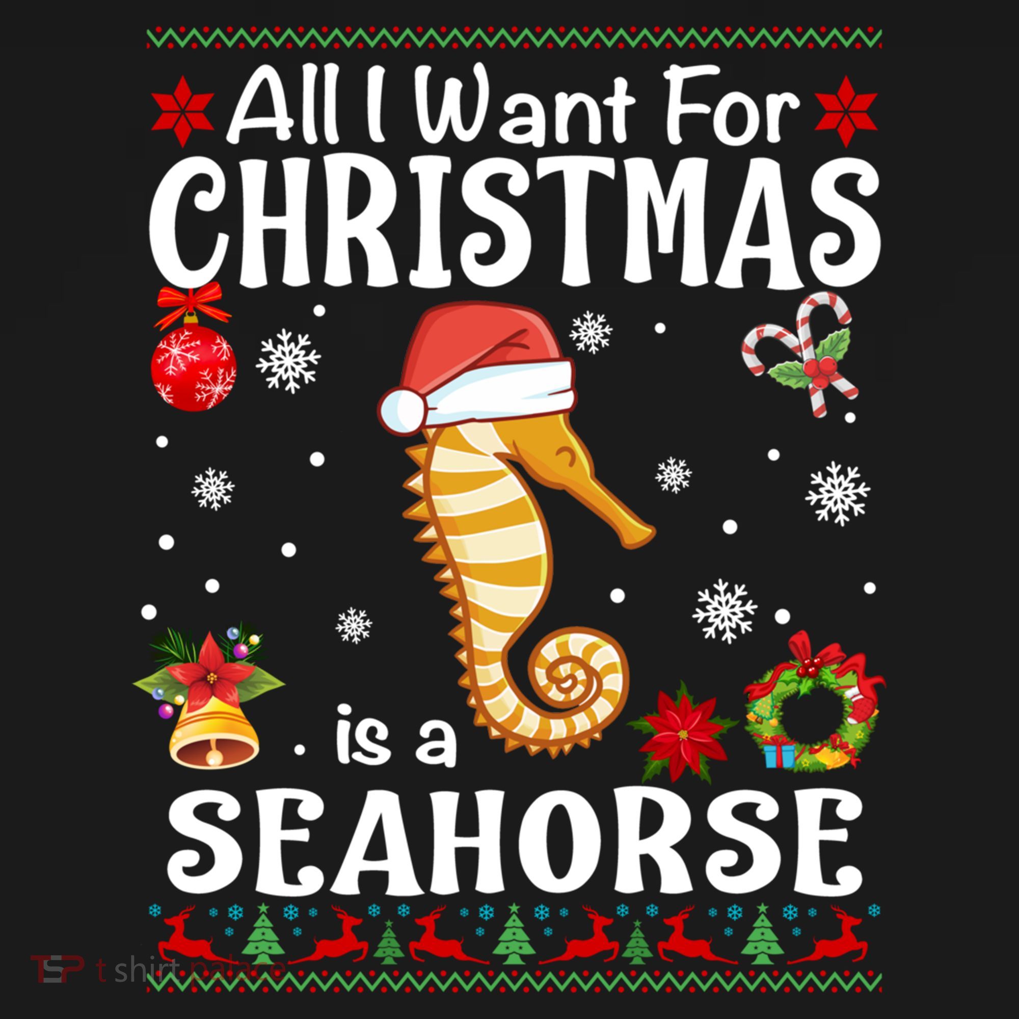 All I Want For Christmas Is A Seahorse Ugly Sweater Xmas Gift Bucket Hat