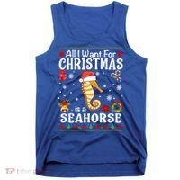 All I Want For Christmas Is A Seahorse Ugly Sweater Xmas Gift Tank Top thumb 0