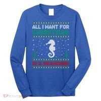 All I Want For Xmas Is A Seahorse Ugly Christmas Sweater Funny Gift Long Sleeve Shirt thumb 0