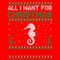 All I Want For Xmas Is A Seahorse Ugly Christmas Sweater Funny Gift Santa Hat thumb 1