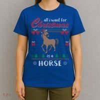 All I Want For Christmas Is A Horse Ugly Christmas Sweater Gift T-Shirt thumb 4