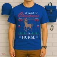 All I Want For Christmas Is A Horse Ugly Christmas Sweater Gift T-Shirt thumb 6