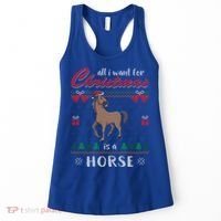 All I Want For Christmas Is A Horse Ugly Christmas Sweater Gift Women's Tank Top thumb 0