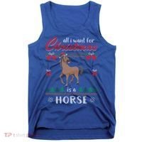 All I Want For Christmas Is A Horse Ugly Christmas Sweater Gift Tank Top thumb 0